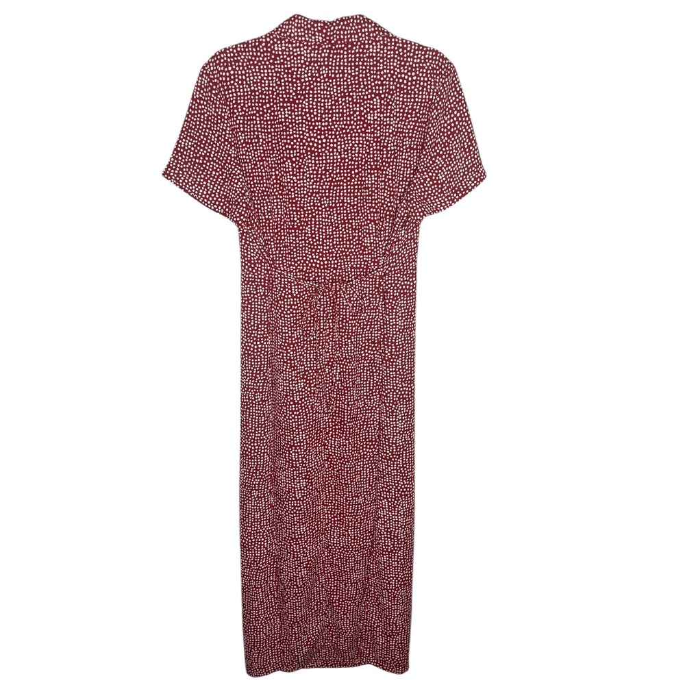 Vintage 80s 90s Norm Thompson Red White Dotted Collared Maxi Dress Size Medium - Picture 4 of 6